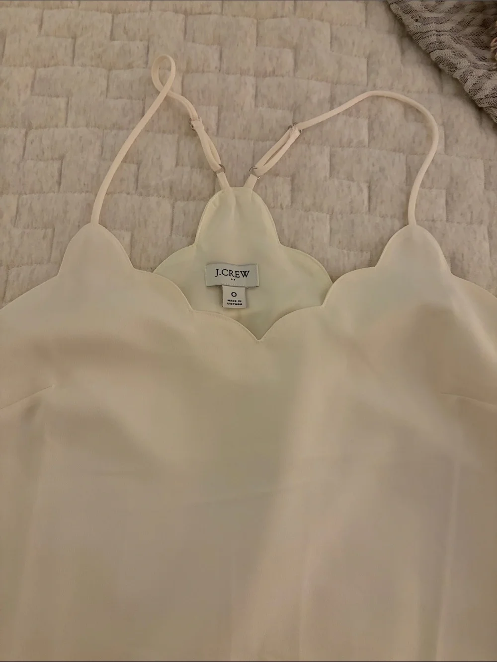 J. Crew Cream Scalloped Silk-Blend Cami